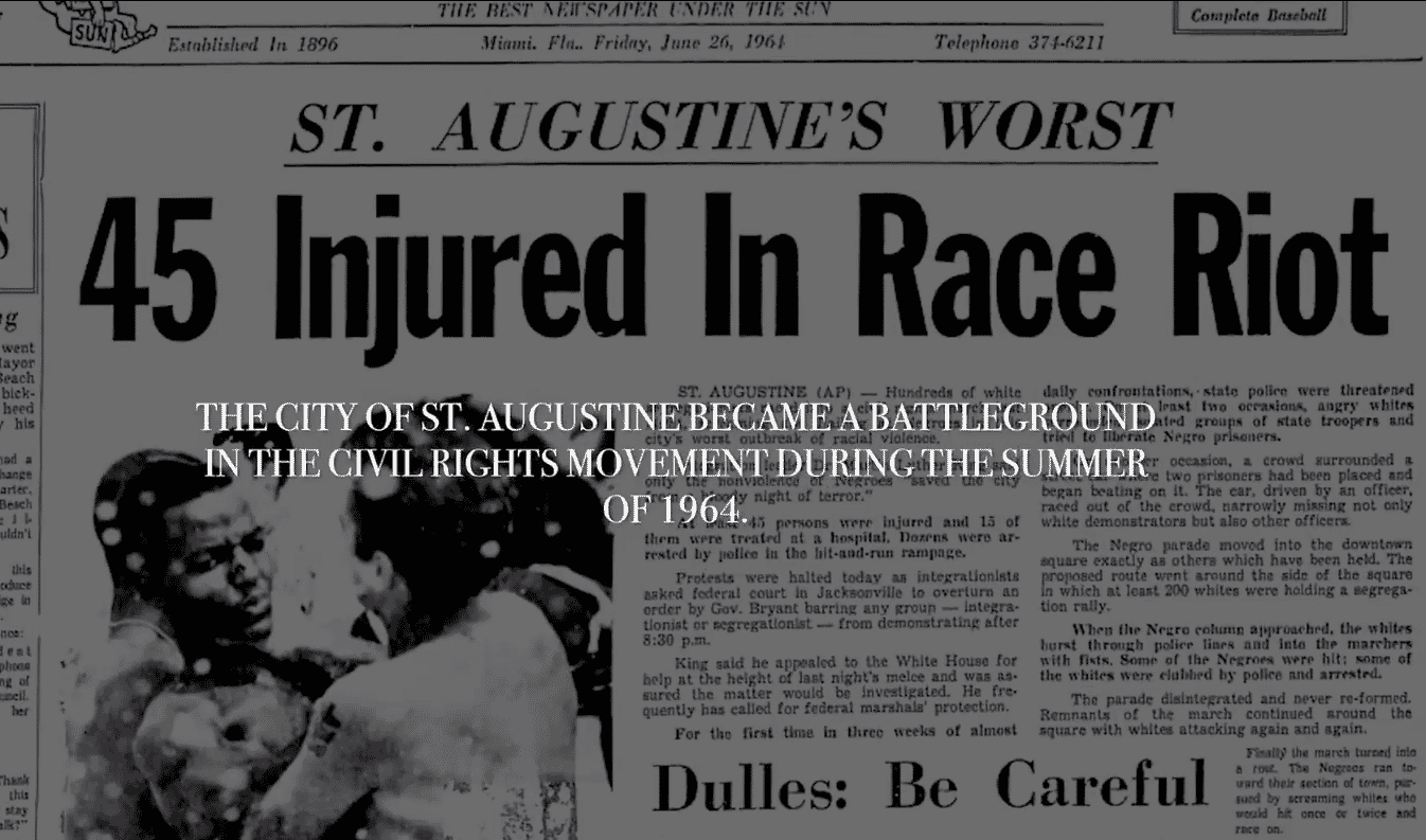Headlines in Miami about race riots with swim pool connections
