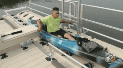 Kayaker in ramp launch