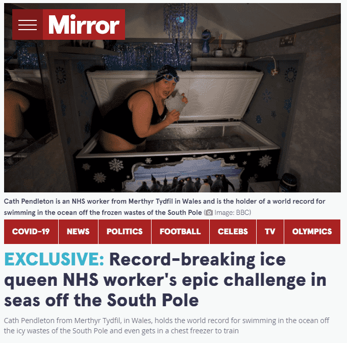 Mirror covers icy swimming
