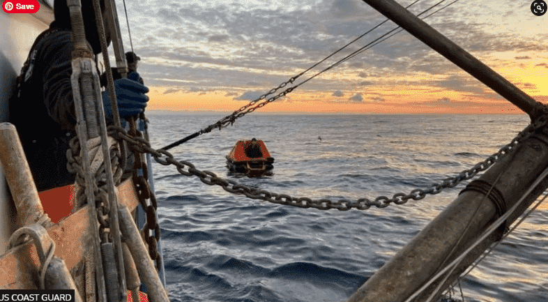 liferaft viewed from anther boat