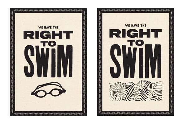 We have a right to swim signs