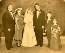 Audrey's family and Leo on their wedding day.